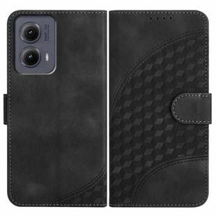 For Motorola Edge 5G 2024 YX0060 Elephant Head Embossed Phone Leather Case with Lanyard(Black)