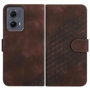 For Motorola Edge 5G 2024 YX0060 Elephant Head Embossed Phone Leather Case with Lanyard(Coffee)