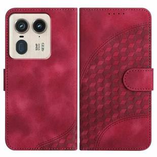 For Motorola Moto X50 Ultra YX0060 Elephant Head Embossed Phone Leather Case with Lanyard(Rose Red)