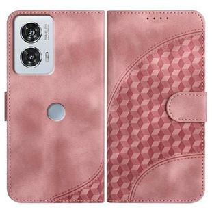 For Motorola Edge 50 Fusion YX0060 Elephant Head Embossed Phone Leather Case with Lanyard(Pink)