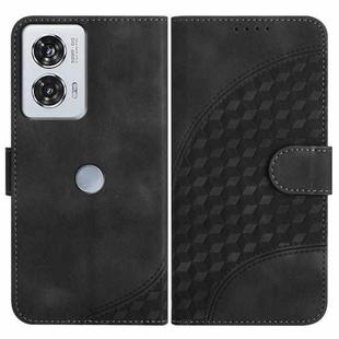 For Motorola Edge 50 Fusion YX0060 Elephant Head Embossed Phone Leather Case with Lanyard(Black)