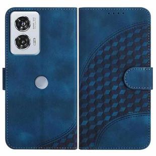 For Motorola Edge 50 Fusion YX0060 Elephant Head Embossed Phone Leather Case with Lanyard(Royal Blue)