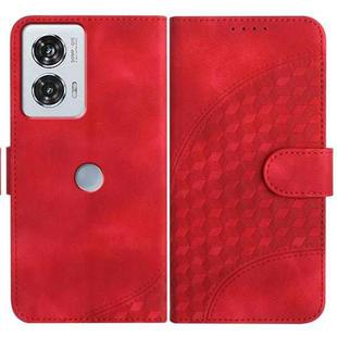 For Motorola Edge 50 Fusion YX0060 Elephant Head Embossed Phone Leather Case with Lanyard(Red)