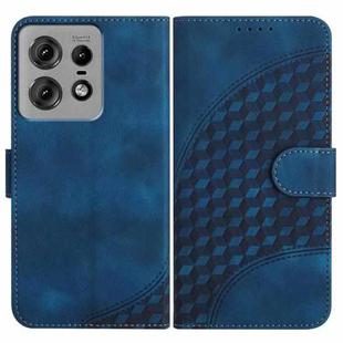 For Motorola Edge 50 Pro YX0060 Elephant Head Embossed Phone Leather Case with Lanyard(Royal Blue)