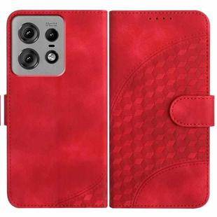For Motorola Edge 50 Pro YX0060 Elephant Head Embossed Phone Leather Case with Lanyard(Red)