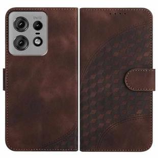 For Motorola Edge 50 Pro YX0060 Elephant Head Embossed Phone Leather Case with Lanyard(Coffee)