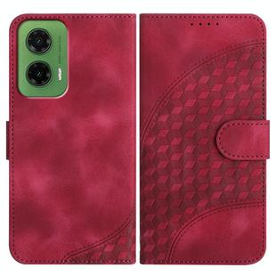 For Motorola Moto G35 YX0060 Elephant Head Embossed Phone Leather Case with Lanyard(Rose Red)