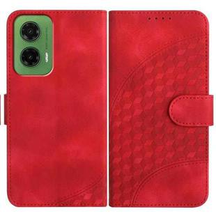 For Motorola Moto G35 YX0060 Elephant Head Embossed Phone Leather Case with Lanyard(Red)