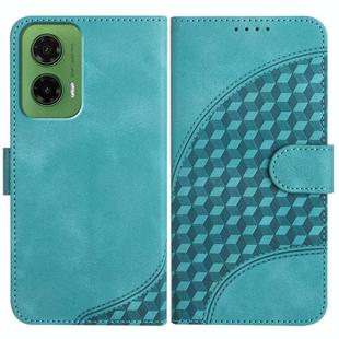 For Motorola Moto G35 YX0060 Elephant Head Embossed Phone Leather Case with Lanyard(Light Blue)