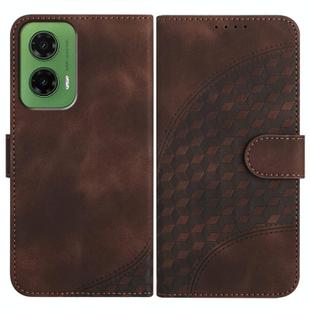 For Motorola Moto G35 YX0060 Elephant Head Embossed Phone Leather Case with Lanyard(Coffee)