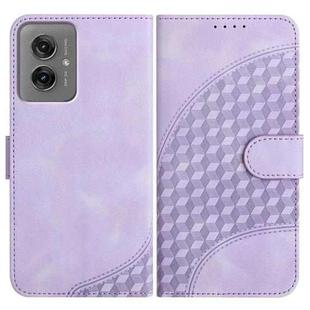 For Motorola Moto G55 YX0060 Elephant Head Embossed Phone Leather Case with Lanyard(Light Purple)