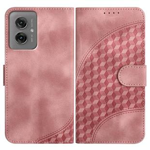 For Motorola Moto G55 YX0060 Elephant Head Embossed Phone Leather Case with Lanyard(Pink)