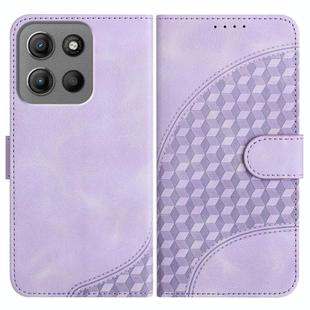 For Motorola Moto G15 Elephant Head Embossed Phone Leather Case with Lanyard(Light Purple)