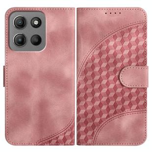 For Motorola Moto G15 Elephant Head Embossed Phone Leather Case with Lanyard(Pink)