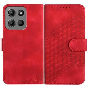 For Motorola Moto G15 Elephant Head Embossed Phone Leather Case with Lanyard(Red)