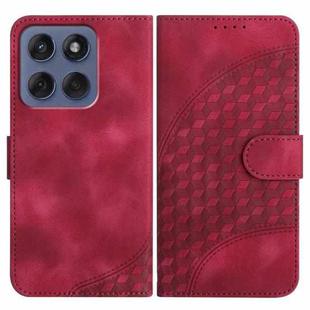 For Motorola Edge 60 Fusion / Edge 5G 2025 Elephant Head Embossed Phone Leather Case with Lanyard(Rose Red)