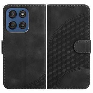 For Motorola Edge 60 Elephant Head Embossed Phone Leather Case with Lanyard(Black)