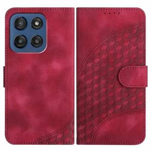 For Motorola Edge 60 Elephant Head Embossed Phone Leather Case with Lanyard(Rose Red)