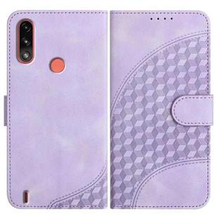 For Motorola Moto E7 Power Elephant Head Embossed Phone Leather Case with Lanyard(Light Purple)