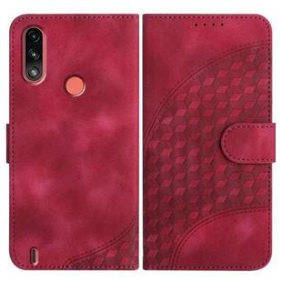 For Motorola Moto E7 Power Elephant Head Embossed Phone Leather Case with Lanyard(Rose Red)
