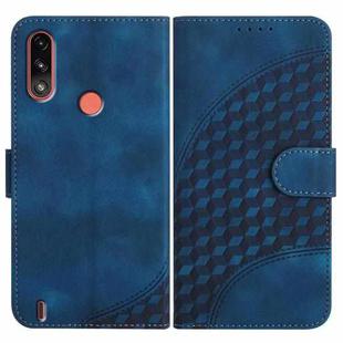 For Motorola Moto E7 Power Elephant Head Embossed Phone Leather Case with Lanyard(Royal Blue)