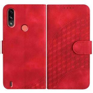 For Motorola Moto E7 Power Elephant Head Embossed Phone Leather Case with Lanyard(Red)