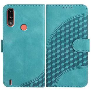 For Motorola Moto E7 Power Elephant Head Embossed Phone Leather Case with Lanyard(Light Blue)