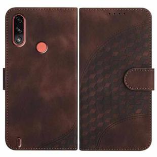 For Motorola Moto E7 Power Elephant Head Embossed Phone Leather Case with Lanyard(Coffee)