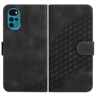 For Motorola Moto G22 Elephant Head Embossed Phone Leather Case with Lanyard(Black)