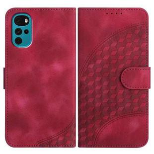 For Motorola Moto G22 Elephant Head Embossed Phone Leather Case with Lanyard(Rose Red)