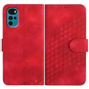 For Motorola Moto G22 Elephant Head Embossed Phone Leather Case with Lanyard(Red)