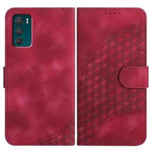 For Motorola Moto G42 Elephant Head Embossed Phone Leather Case with Lanyard(Rose Red)