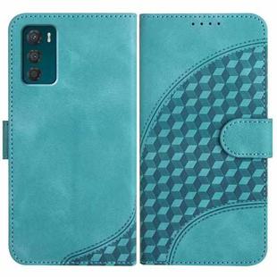 For Motorola Moto G42 Elephant Head Embossed Phone Leather Case with Lanyard(Light Blue)