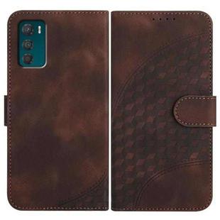 For Motorola Moto G42 Elephant Head Embossed Phone Leather Case with Lanyard(Coffee)