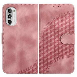 For Motorola Moto G52 Elephant Head Embossed Phone Leather Case with Lanyard(Pink)
