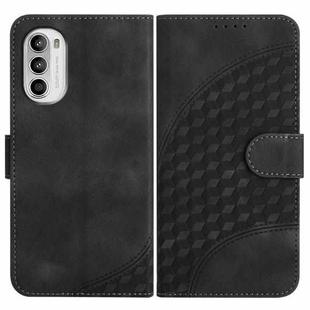 For Motorola Moto G52 Elephant Head Embossed Phone Leather Case with Lanyard(Black)