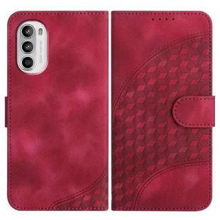 For Motorola Moto G52 Elephant Head Embossed Phone Leather Case with Lanyard(Rose Red)