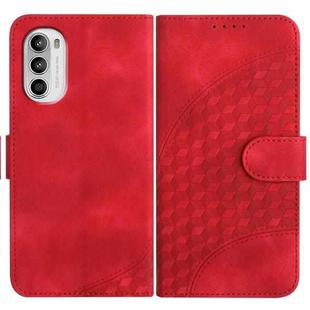 For Motorola Moto G52 Elephant Head Embossed Phone Leather Case with Lanyard(Red)
