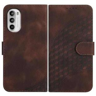 For Motorola Moto G52 Elephant Head Embossed Phone Leather Case with Lanyard(Coffee)
