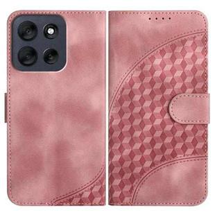 For Motorola Moto G56 5G Elephant Head Embossed Phone Leather Case with Lanyard(Pink)