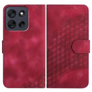 For Motorola Moto G56 5G Elephant Head Embossed Phone Leather Case with Lanyard(Rose Red)