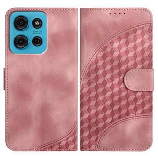 For Motorola Moto G75 5G Elephant Head Embossed Phone Leather Case with Lanyard(Pink)