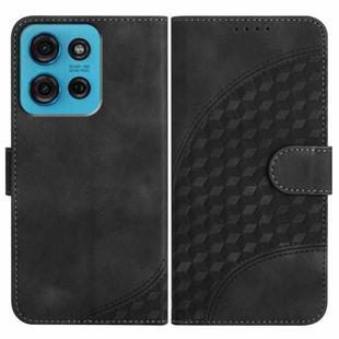 For Motorola Moto G75 5G Elephant Head Embossed Phone Leather Case with Lanyard(Black)