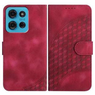 For Motorola Moto G75 5G Elephant Head Embossed Phone Leather Case with Lanyard(Rose Red)