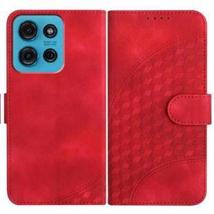 For Motorola Moto G75 5G Elephant Head Embossed Phone Leather Case with Lanyard(Red)
