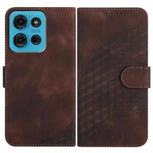 For Motorola Moto G75 5G Elephant Head Embossed Phone Leather Case with Lanyard(Coffee)