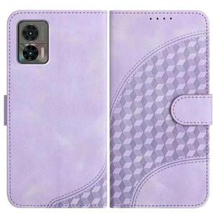 For Motorola Edge 30 Neo Elephant Head Embossed Phone Leather Case with Lanyard(Light Purple)
