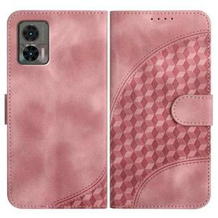 For Motorola Edge 30 Neo Elephant Head Embossed Phone Leather Case with Lanyard(Pink)