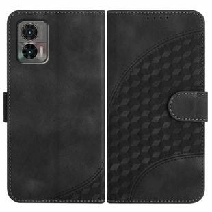 For Motorola Edge 30 Neo Elephant Head Embossed Phone Leather Case with Lanyard(Black)