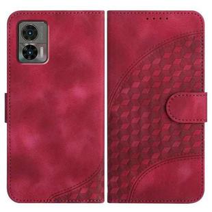 For Motorola Edge 30 Neo Elephant Head Embossed Phone Leather Case with Lanyard(Rose Red)